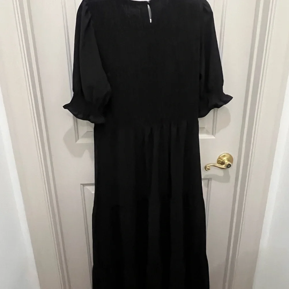 Chic Black Smocked Top Dress - Picture 6 of 6